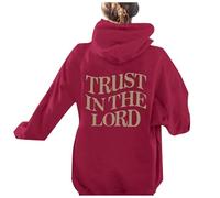Felpe con cappuccio da donna Jesus Trust In The Lord Y2K Cute Christian Felpa con cappuccio I Love Jesus Preppy Loose Fit Felpe a maniche lunghe Autunno Dio Gesù salva con cappuccio 2025, Rosso, M