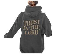 Felpe con cappuccio da donna Jesus Trust In The Lord Y2K Cute Christian Felpa con cappuccio I Love Jesus Preppy Loose Fit Felpe a maniche lunghe Autunno Dio Gesù salva con cappuccio 2025, Grigio, M