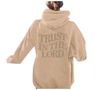 Felpe con cappuccio da donna Jesus Trust In The Lord Y2K Cute Christian Felpa con cappuccio I Love Jesus Preppy Loose Fit Felpe a maniche lunghe Autunno Dio Gesù salva con cappuccio 2025, cachi, M