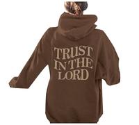 Felpe con cappuccio da donna Jesus Trust In The Lord Y2K Cute Christian Felpa con cappuccio I Love Jesus Preppy Loose Fit Felpe a maniche lunghe Autunno Dio Gesù salva con cappuccio 2025, Marrone, M
