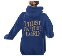 Felpe con cappuccio da donna Jesus Trust In The Lord Y2K Cute Christian Felpa con cappuccio I Love Jesus Preppy Loose Fit Felpe a maniche lunghe Autunno Dio Gesù salva con cappuccio 2025, Blu, M