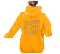 Felpe con cappuccio da donna Jesus Trust In The Lord Y2K Cute Christian Felpa con cappuccio I Love Jesus Preppy Loose Fit Felpe a maniche lunghe Autunno Dio Gesù salva con cappuccio 2025, Giallo, M
