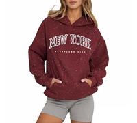 Felpe con cappuccio da donna New York Graphic 2025 con cappuccio alla moda pullover abiti larghi casual lettere vestiti carino college country autunno sottile boschi comfort moda workou goth donna Y2K