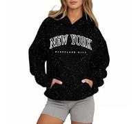 Felpe con cappuccio da donna New York Graphic 2025 con cappuccio alla moda pullover abiti larghi casual lettere vestiti carino college country autunno sottile boschi comfort moda workou goth donna Y2K