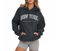 Felpe con cappuccio da donna New York Graphic 2025 con cappuccio alla moda pullover abiti larghi casual lettere vestiti carino college country autunno sottile boschi comfort moda workou goth donna Y2K