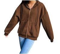Felpe con cappuccio da donna oversize sottili leggere con cappuccio felpe casual a maniche lunghe con tasche larghe Y2K cappotti con cappuccio abiti, A-coffee, M