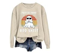 Felpe con cappuccio da donna This Is Some Boo Sheet Sweatshirt Halloween Funny Ghost Graphic Sweatshirt Spooky Season Party Maglione Autunno Pullover Top, Beige, XXL