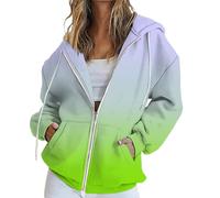 Felpe con cappuccio da donna UK oversize con cappuccio e zip felpe alla moda casual allentato manica lunga girocollo pullover comodo autunno inverno panno moda donna vestito, Verde: 3., XXL
