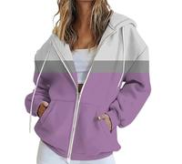 Felpe con cappuccio da donna UK oversize con cappuccio e zip felpe alla moda casual allentato manica lunga girocollo pullover comodo autunno inverno panno moda donna vestito, bianco-1, XXL