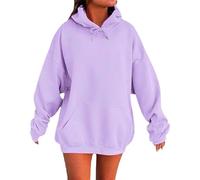 Felpe con cappuccio da donna UK oversize con cappuccio e zip felpe alla moda casual allentato manica lunga girocollo pullover comodo autunno inverno panno moda donna vestito, Viola2., L