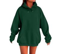 Felpe con cappuccio da donna UK oversize con cappuccio e zip felpe alla moda casual allentato manica lunga girocollo pullover comodo autunno inverno panno moda donna vestito, verde 1, 3XL