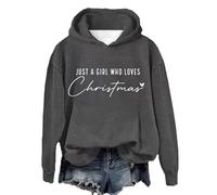 Felpe con cappuccio da donna UK oversize con zip felpe da donna Just A Girl Who Loves Christmas Felpa con cappuccio casual a maniche lunghe novità autunno top casual costume per feste per interni ed