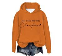 Felpe con cappuccio da donna UK oversize con zip felpe da donna Just A Girl Who Loves Christmas Felpa con cappuccio casual a maniche lunghe novità autunno top casual costume per feste per interni ed