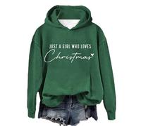 Felpe con cappuccio da donna UK oversize con zip felpe da donna Just A Girl Who Loves Christmas Felpa con cappuccio casual a maniche lunghe novità autunno top casual costume per feste per interni ed