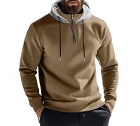 Felpe con cappuccio da uomo 1/4 zip collo a lupetto con cappuccio casual a maniche lunghe felpa a blocchi di colore 2025 autunno pullover top vestiti, Felpe con cappuccio nere per uomo, XL