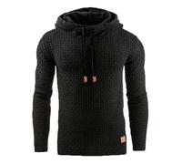 Felpe con cappuccio da uomo a nido d'ape a maniche lunghe pullover caldo felpa con cappuccio autunno inverno cappotto da uomo leggero maglione moda casual maglioni, A-Nero, XL