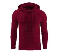 Felpe con cappuccio da uomo a nido d'ape a maniche lunghe pullover caldo felpa con cappuccio autunno inverno cappotto da uomo leggero maglione moda casual maglioni, a-rosso, L
