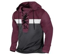 Felpe con cappuccio da uomo a righe con lacci con cappuccio moda vintage felpa a maniche lunghe 2025 inverno autunno casual pullover top, Felpe con cappuccio rosse per uomo, XL