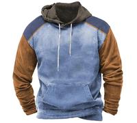 Felpe con cappuccio da uomo bandiera americana con cappuccio grafica USA felpa con tasca 2025 inverno autunno manica lunga pullover top, Felpe con cappuccio blu cielo per uomo, XXL