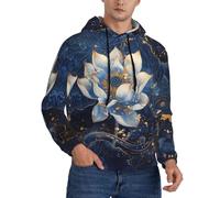 Felpe con cappuccio da uomo - Blu Golden Dream Lotus a maniche lunghe da uomo, Nero , XX-Large