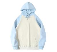 Felpe con cappuccio da uomo Color Block con cappuccio con tasca Inverno Autunno Felpe a maniche lunghe Pullover Casual Top Vestiti 2025, Felpe con cappuccio blu cielo per uomo, 3XL
