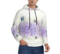 Felpe con cappuccio da uomo color lavanda e farfalla a maniche lunghe da uomo senza bottoni vestiti, Nero, L