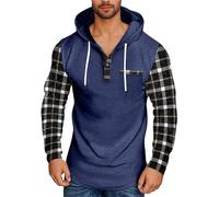 Felpe con cappuccio da uomo con bottoni a quadri con cappuccio intelligente da lavoro con maniche scozzesi casual calda felpa con cappuccio a maniche lunghe felpa con cappuccio casual pullover
