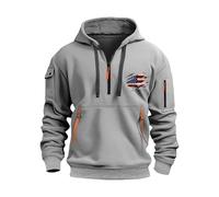 Felpe con cappuccio da uomo con cerniera a un quarto, stampa con bandiera americana, felpa con cappuccio da uomo cargo militare tattica per il tempo libero caldo comodo classico all'aperto mezza