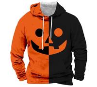 Felpe con cappuccio da uomo con divertente zucca Jack O' Lanterna a maniche lunghe con cappuccio, Felpe con cappuccio nere di Halloween per gli uomini, 3XL