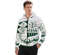 Felpe con Cappuccio da Uomo, con Islam Pakistano Emblema Nazionale con Cerniera Felpa con Cappuccio A Maniche Lunghe Casual Autunno Inverno vestibilità Ampia