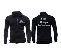 Felpe con Cappuccio Da Uomo con Logo Personalizzato Cardigan Personalizza Il Tuo Design Testo/immagine Felpe Giacche Cappotto Streetwear Primavera Autunno con Cerniera Manica Lunga Black,L