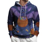 Felpe con cappuccio da uomo con stampa 3D di Halloween con tasca, casual alla moda, a maniche lunghe, con cappuccio, per autunno e inverno, comodo pullover divertente, Blu, L