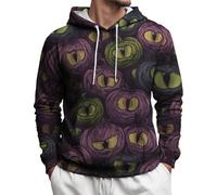 Felpe con cappuccio da uomo con stampa 3D di Halloween con tasca, casual ed elegante, a maniche lunghe, con cappuccio, per autunno e inverno, comodo pullover divertente, Grigio scuro, L