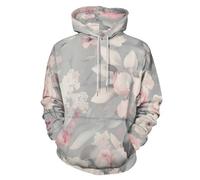 Felpe con Cappuccio da Uomo con Stampa 3D Fiori Ad Acquerello, Moda Pullover a Maniche Lunghe con Grafica Fiori Selvatici Rose, Felpa Unisex Casual con Tasca per Autunno Inverno