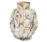 Felpe con Cappuccio da Uomo con Stampa 3D Margherite Rose, Moda Pullover a Maniche Lunghe con Grafica Fiori di Campo Vintage Strisce, Felpa Unisex Casual con Tasca per Autunno Inverno