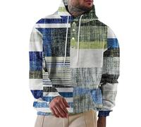 Felpe con cappuccio da uomo con stampa azteca occidentale autunno manica lunga button down felpa 2025 casual pullover top vestiti, Felpe con cappuccio verdi per uomo, XL