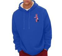 Felpe con cappuccio da uomo con stampa bandiera britannica Felpe in pile Sherpa foderato con cappuccio inverno autunno caldo manica lunga pullover top 2025, Felpe con cappuccio blu per uomo, XXL