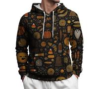 Felpe con cappuccio da uomo con stampa divertente 3D di Halloween, autunno e inverno alla moda casual a maniche lunghe con tasca oversize vestibilità ampia comfort Ouffits Pullover Top, Nero , L