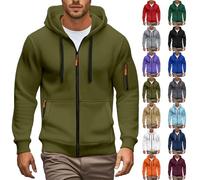Felpe con cappuccio da uomo con zip intera, con tasche con cerniera, maniche lunghe, maglioni con cerniera, giacche con cappuccio, felpa con coulisse, top con polsini, vestibilità larga, classica