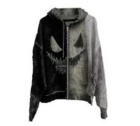 Felpe con cappuccio da uomo con zip intera Halloween divertente faccia cerniera felpa oversize vestibilità ampia pullover a maniche lunghe vintage per tutti i santi maglioni da uomo con cappuccio