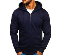 Felpe con cappuccio da uomo con zip intera, tinta unita, abbigliamento da lavoro con tasche, per il tempo libero, con coulisse, a maniche lunghe, abbigliamento elasticizzato, morbido e comodo, giacca
