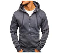 Felpe con cappuccio da uomo con zip intera, tinta unita, abbigliamento da lavoro con tasche, per il tempo libero, con coulisse, a maniche lunghe, abbigliamento elasticizzato, morbido e comodo, giacca