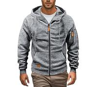 Felpe con cappuccio da uomo con zip per il Regno Unito, giacche leggere camicie all'aperto felpe oversize con tasche top in pile giacca sportiva da corsa, Cenere Chiaro, M