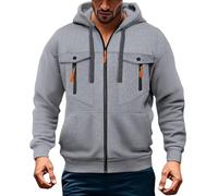 Felpe con cappuccio da uomo con zip per il Regno Unito, giacche leggere camicie all'aperto felpe oversize con tasche top in pile giacca sportiva da corsa, Cenere Chiaro, S
