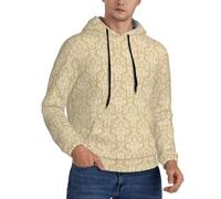 Felpe con cappuccio da uomo damascato beige marrone a maniche lunghe uomo senza bottoni vestiti, Nero, L