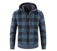 Felpe con Cappuccio da Uomo Giacca in Pile con Zip Intera Cappotto Invernale Caldo Oversize con Zip Top con Tasche Camicie Scozzesi Felpa Manica Lunga Top Felpe con Cappuccio a Quadri Giacca Casual