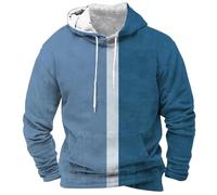 Felpe con cappuccio da uomo in pile a blocchi di colore con cappuccio con tasca felpe a maniche lunghe vintage 2025 autunno pullover top vestiti, Felpe con cappuccio blu per uomo, L