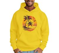 Felpe con cappuccio da uomo in pile con stampa cocco e tasche con coulisse, pullover streetwear con spalle basse, calda felpa invernale e casual moda autunno, Giallo, XXL