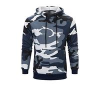 Felpe con cappuccio da uomo mimetiche con cappuccio con tasca a maniche lunghe in pile caldo felpe invernali autunno casual pullover top, Felpe con cappuccio blu cielo per uomo, S