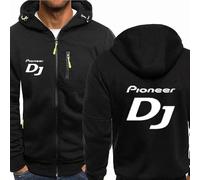 Felpe con Cappuccio da Uomo per Pioneer DJ Giacche da Lavoro Casual Spesse E Calde per PRO DJ Felpe con Cappuccio E Cerniera Intera Cappotti Antivento Softshell da Esterno,Black-L